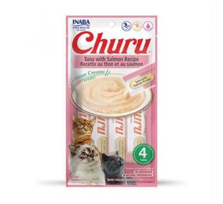 Pamlsok Inaba Churu Pyré cat Tuniak s lososom 4 tuby 56 g