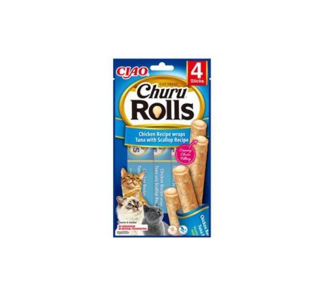 Pamlsok Inaba Churu Rolls cat Kura & Tuniak s hrebenatkou 4 tuby 40 g