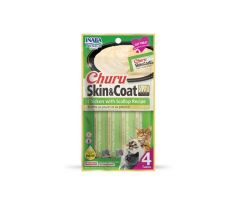 Pamlsok Inaba Churu Skin & Coat cat Kura s hrebenatkou 4 tuby 56 g