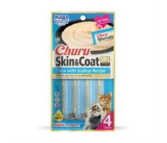 Pamlsok Inaba Churu Skin & Coat cat Tuniak s hrebenatkou 4 tuby 56 g