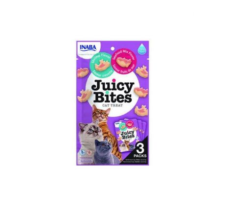 Pamlsok Inaba Juicy Bites cat Krevety & Plody mora 3 x 11,30 g