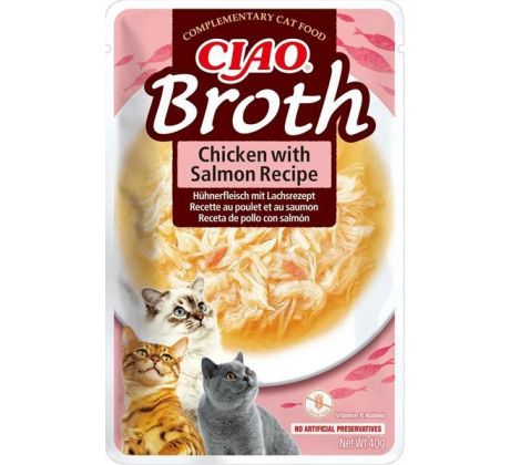 Pamlsok Inaba PS Ciao Broth cat Kura s lososom 40 g