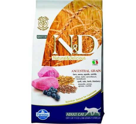 Farmina N&D cat AG adult,lamb, spelt, oats & blueberry 1,5kg
