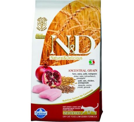 Farmina N&D cat AG adult, neutered, chicken, spelt, oats & pomegranate 1,5 kg