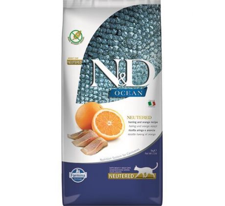 Farmina N&D cat OCEAN (GF) adult, neutered, herring & orange 5 kg