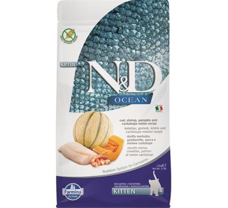 Farmina N&D cat OCEAN PUMPKIN (GF) kitten, cod, shrimp & cantaloupe melon 1,5 kg